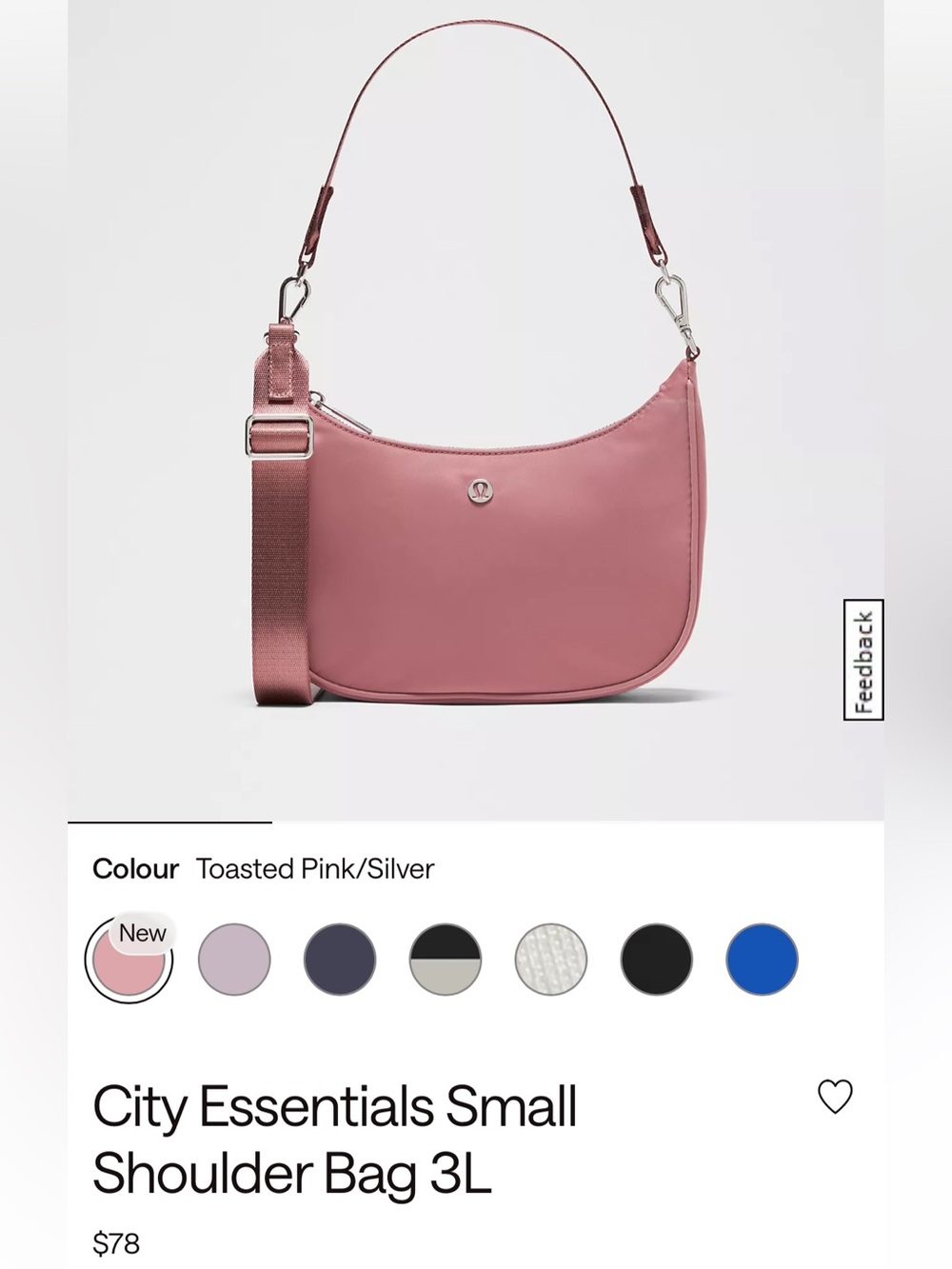 Lululemon athletica Toasted Pink Small Shoulder Bag NWT